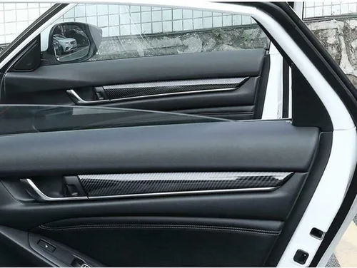 Vista 8 de x xotic tech Tira de cubierta de moldura de panel de puerta lateral interior, patrón de fibra de carbono, compatible con Honda Accord Sedan 10ª