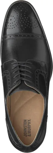 Vista 2 de Johnston & Murphy Zapato Oxford Lewis Cap Toe para hombre, amortiguación de espuma viscoelástica, piel de napa y forro textil suave, suela de goma