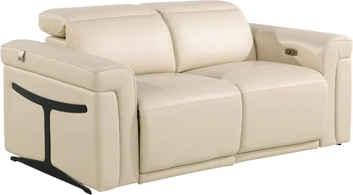 Vista 2 de Blackjack Furniture Mario - Sofá biplaza reclinable de cuero italiano de grano superior con reposacabezas y asientos ajustables, cargadores USB