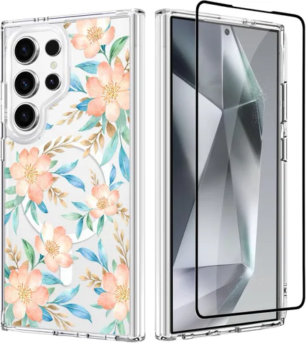 Vista 14 de OOK Funda para iPhone 17 Pro compatible con Magsafe, con protector de pantalla, elegante lazo estético, delgado, transparente, magnético, a prueba
