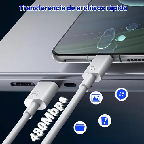 Vista 7 de Paquete de 5 cables de carga rápida USB A a USB C, transferencia de datos Compatible con dispositivos iPhone 17/16/15 y tipo C, paquete económico