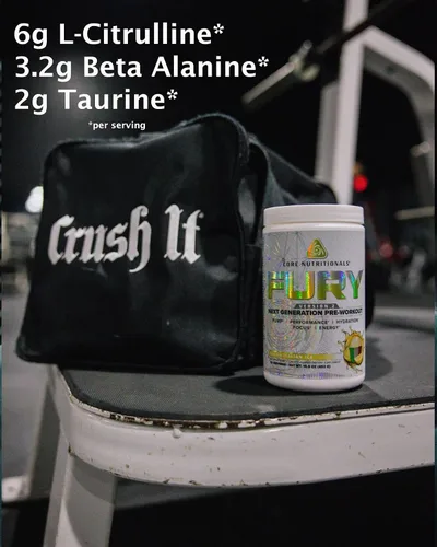 Vista 4 de Core Nutritionals Fury V2: Polvo de pre-entrenamiento para maximizar el rendimiento en el gimnasio con cafeína Zum-XR®, L-CItrulina y Alpha GPC