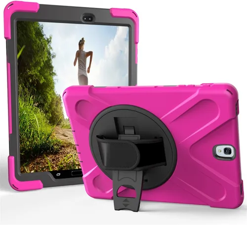 Vista 7 de Funda para Samsung Galaxy Tab S3 9.7 pulgadas SM-T820/SM-T825, 360 grados giratorio Kickstand mano correa de hombro resistente a prueba de golpes