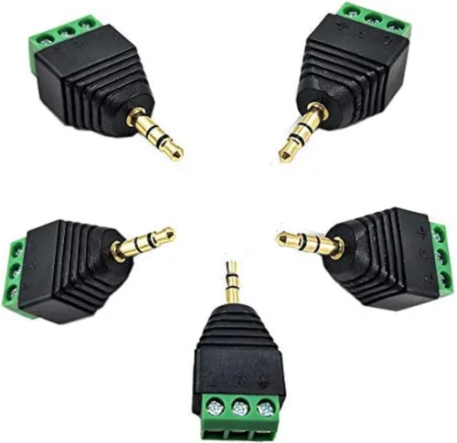 Vista 4 de Adaptador de audio de 0.138 in de 3 polos hembra a terminal verde de 3 tornillos