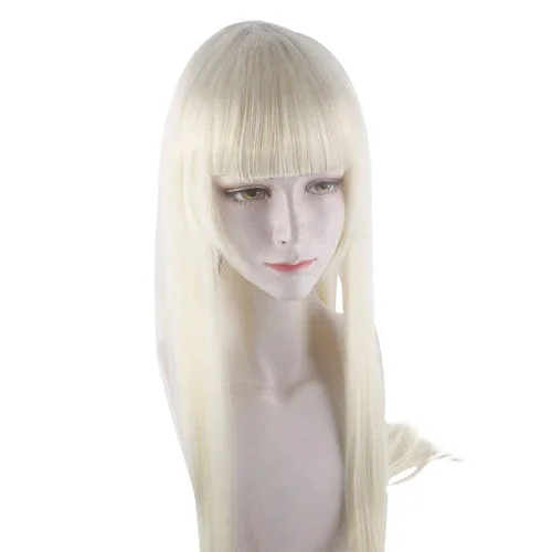 Vista 5 de LCNING Pelucas de cosplay de anime Kakegurui Yomoduki Runa, peluca rubia de leche, pelucas de fiesta y gorro de peluca