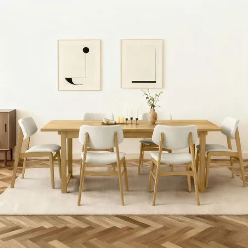 Vista 7 de KISLOT - Juego de 2 sillas de comedor de madera, sillas de cocina tapizadas, originales