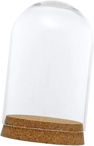 Vista 2 de FLAMEER 10 piezas de 3.1x4.7 in cubierta de cúpula de cristal transparente Cloche Bell Jar Suculenta Terrarios con base de corcho de madera