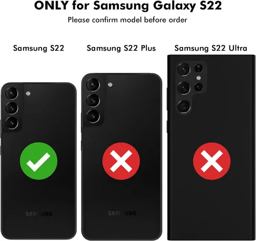 Vista 7 de Jiunai Funda para Samsung Galaxy S22 con tarjetero para 2 tarjetas de identificación, licencia de crédito, tarjetero deslizante, cubierta de doble