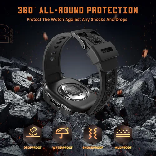 Vista 4 de Goton Estuche impermeable 3 en 1 con correa para Apple Watch con protector de pantalla de vidrio templado incorporado de 40 mm, cubierta frontal