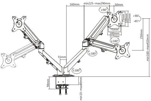 Vista 2 de Soporte de escritorio para monitor, altura ajustable, con resorte de gas asistido de movimiento completo, fácil acceso, capacidad para pantallas