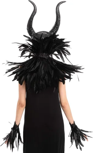 Vista 5 de Spooktacular Creations Black Evil Queen Accessories Set for Halloween Cosplay Party Gothic Crow Costume