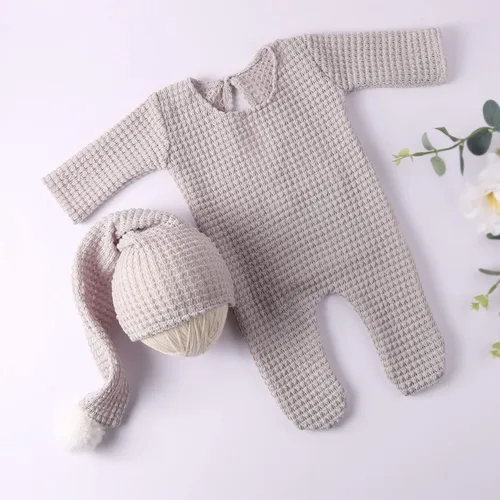 Vista 3 de Conjunto de accesorios de fotografía para recién nacidos lindo sombrero con pies para bebé niño niña accesorio para sesión de fotos