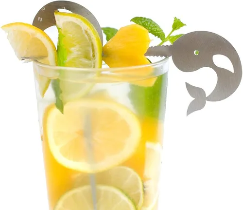 Vista 4 de Juego de púas de cóctel Nifty Narwhal - ¡Para mojitos perfectos, mulas de Moscú, juleps de menta y más! Selecciones de cóctel extra grandes