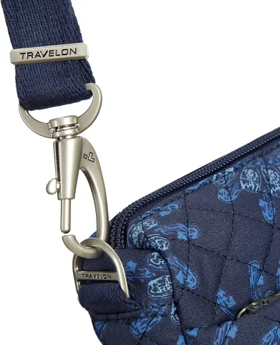 Vista 7 de Travelon Bolso bandolera de clase antirrobo pequeño esteoeste para mujer, Girasol Geo, Bolso bandolera clásico antirrobo pequeño EastWest