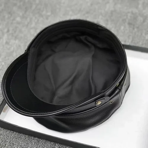 Vista 4 de Brcus Gorra de boina con punta de marinero para mujer de Yate de PU Newsboy Cabbie Baker Boy