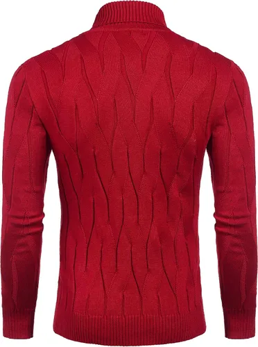 Vista 3 de Coofandy Suéter de cuello alto ajustado para hombre, suéteres de punto casuales
