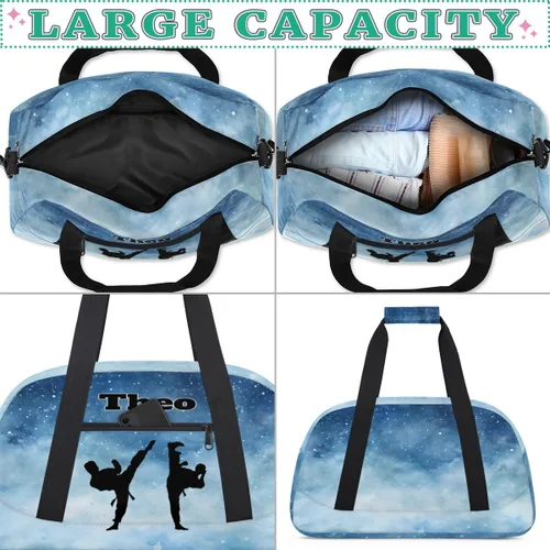 Vista 5 de Bolsas de lona deportivas personalizadas para niños, bolsa de entrenamiento personalizada para gimnasio, bolsa de entrenamiento con nombre