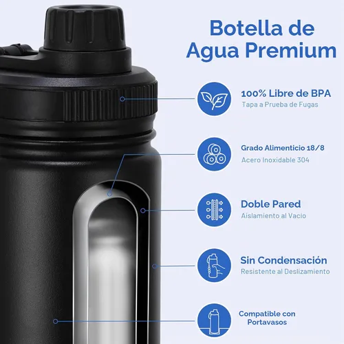 Vista 2 de DOMICARE Botella de agua para niños de 16 onzas para la escuela, de acero inoxidable, con aislamiento al vacío de doble pared, botella de agua