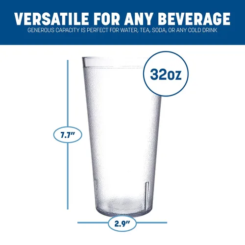 Vista 2 de Carlisle FoodService Products - Vaso de plástico Stackable™ de 32 onzas, transparente (paquete de 24)