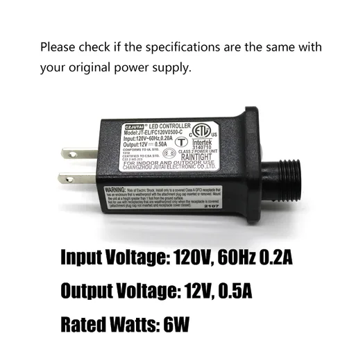 Vista 2 de Transformador LED de 8 modos de luz LED de 12 V, fuente de alimentación de clase 2, transformador de bajo voltaje, adaptador de enchufe de EE. UU.