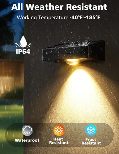 Vista 3 de VOLISUN Luces de Valla Solares, Luces de Valla con Energía Solar, LED Impermeable IP65, Luz Solar de 3 Temperaturas de Color para Valla, Patio Negro