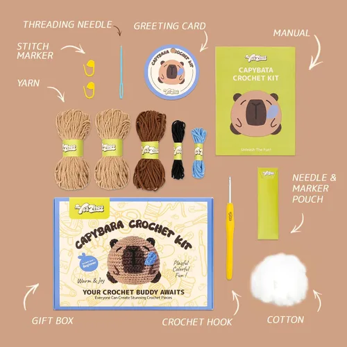 Vista 7 de Yeezhee Kit de ganchillo para principiantes, kit de animales de ganchillo con tutoriales en video paso a paso, kit de tejido para principiantes