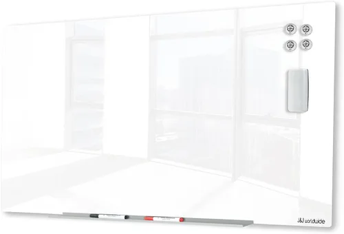 Vista 23 de J&J worldwide Pizarra blanca de vidrio magnético negro de 47 x 35 pulgadas, sin marco, de vidrio templado, borrado en seco, para montaje en pared