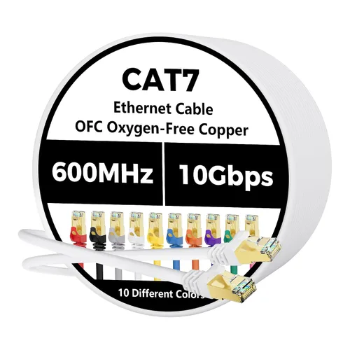 Vista 13 de Cable Ethernet Cat 7 de 0.6 pies, cable de Internet de alta velocidad de 10 Gbps, blindado SFTP, cobre puro OFC, cable de red LAN RJ45 CAT7