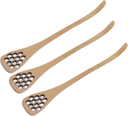 Vista 8 de Juego de 3 cucharas de miel, cucharas de miel talladas de madera, cucharas para mezclar y servir miel, ideal para el hogar, cocina y restaurante