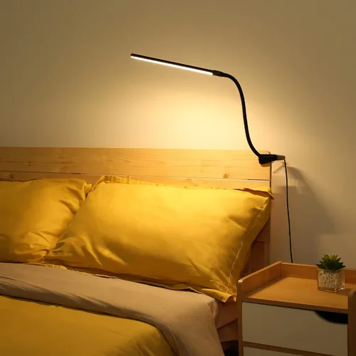 Vista 8 de Lepro Lámpara de Escritorio con Clip LED Luz de Lectura Regulable USB Pequeña Lámpara de Abrazadera con 3 Modos de Color 10 Niveles de Brillo, Luz