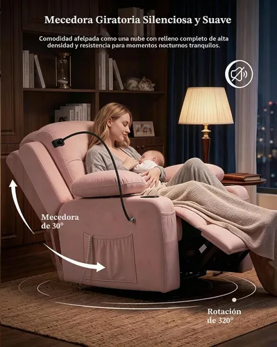 Vista 5 de Silla reclinable giratoria eléctrica con reposabrazos ajustables