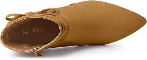 Vista 5 de Allegra K Botines con cremallera y tacón de bloque puntiagudo para mujer