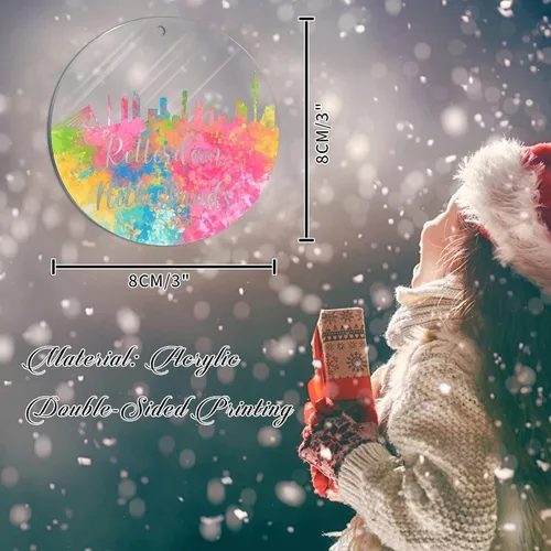 Vista 2 de Países Bajos Rotterdam Adornos de Navidad Países Bajos Rotterdam Acuarela Arte Paisaje urbano Adorno de Navidad Acrílico Colorido Horizonte