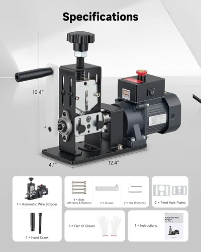 Vista 9 de CREWORKS - Máquina pelacables eléctrica, pelacables eléctrico para cables de cobre de 0.06 a 0.9 pulgadas (0.059-0.866 in) con 3 modos de operación