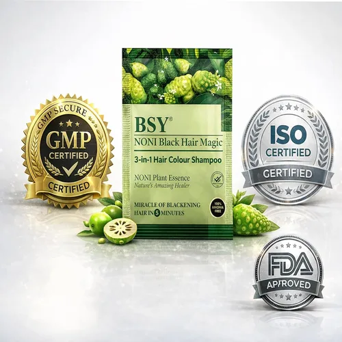 Vista 8 de BSY Noni Black Hair Magic Hair - Champú de color para el cabello (0.4 fl oz x 6 bolsitas) Tinte permanente natural sin amoníaco para hombres