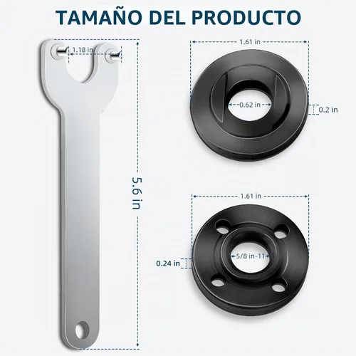 Vista 2 de Juego de 7 llaves de amoladora angular y amoladora angular, tuercas de bloqueo de metal de brida 5/8-11, compatibles con Dewalt, Milwaukee, Makita1