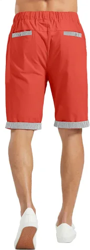 Vista 4 de Janmid Pantalones cortos casuales de lino para hombre