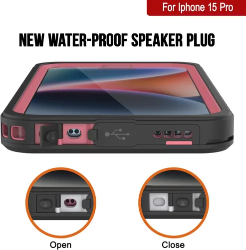 Vista 6 de PunkCase Funda impermeable para iPhone 15 Pro [Extreme Series] [Slim Fit] [Certificado IP68] [a prueba de golpes] [a prueba de nieve] con protector