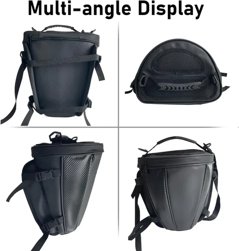 Vista 7 de Bolsa de cola para motocicleta, multifuncional, para guardar en el asiento trasero, bolsa de sillín, bolsa de tanque para motocicleta con correa