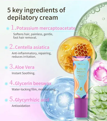 Vista 7 de Crema depilatoria para hombres y mujeres, crema depilatoria sin dolor con gel calmante para la piel para áreas privadas, brazos, piernas, vello