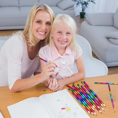Vista 6 de GOLDGE 40 Lápices Arcoíris 4 en 1 para Fiestas (NO pre-afilados) – Lápices de Colores para Niños, Regalos de Fin de Año para Estudiantes