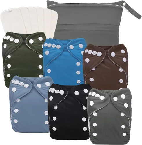Vista 11 de babygoal Pañales de tela para recién nacidos, paquete de 13 unidades para niños prematuros de 5-12 libras, 6 unidades con 6 insertos y bolsa