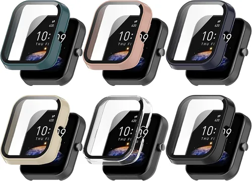 Vista 10 de FitTurn Compatible con Amazfit Bip 3 Pro - Funda protectora de pantalla de repuesto para PC, delgada, cobertura completa, 3D, protector de pantalla