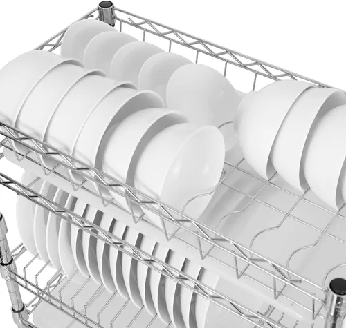 Vista 10 de happimess DSH1002A Brooklyn - Escurridor de platos ajustable de 2 niveles con soporte para cubiertos, acero al carbono duradero para varios