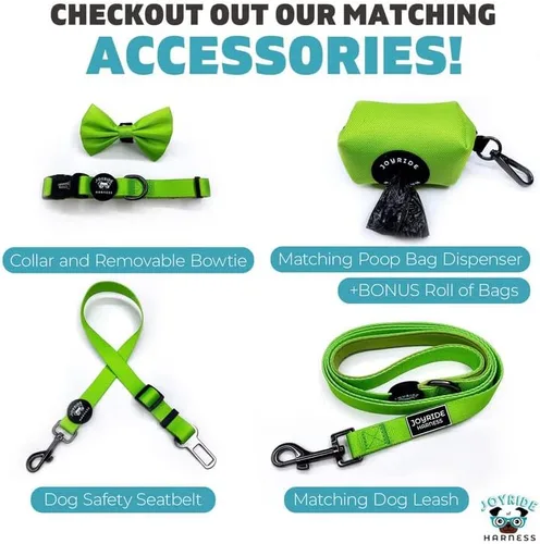 Vista 3 de Joyride Harness Collar de perro con pajarita extraíble, ajustable y transpirable para todas las razas de perros, anillo en D fuerte y hebilla Negro
