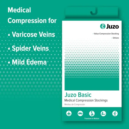Vista 4 de Juzo Basic 4411 Medias de compresión hasta muslos de 20-30 mmHg, puntera abierta, regular Silicone border, quality medical compression stockings