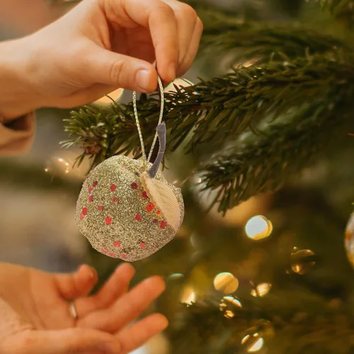 Vista 6 de 20 adornos de manzana para árbol de Navidad, mini adornos colgantes de manzana con purpurina para árbol de Navidad, decoraciones colgantes
