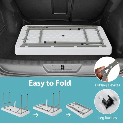 Vista 8 de Giantex Mesa enfriadora de hielo plegable, mesa de barra fría para exteriores de 46 pulgadas con drenaje, cubo plegable y falda extraíble a juego
