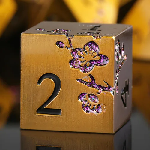 Vista 20 de DNDND - Dados de diseño antiguo, 7 dados de metal de latón con caja de metal para juegos de mesa como Dungeons and Dragons