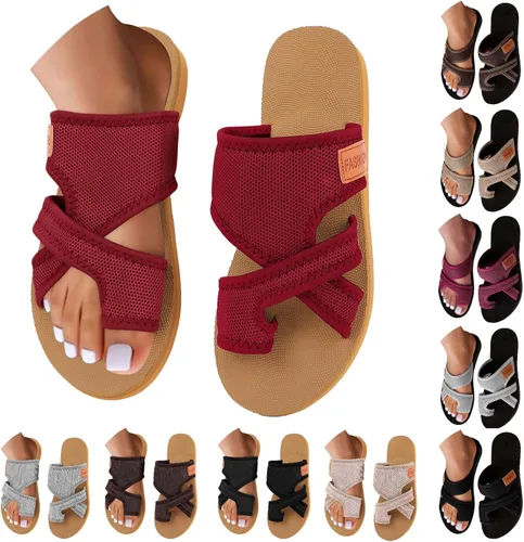 Vista 16 de Tatumaie Sandalias ortopédicas para mujer, de malla hueca, con soporte de arco, cómodas, para playa, planas, con anillo para los dedos del pie